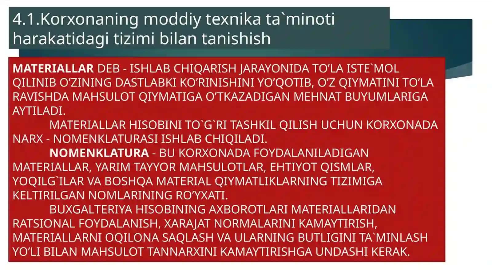 MATERIALLAR HISOBI 2
