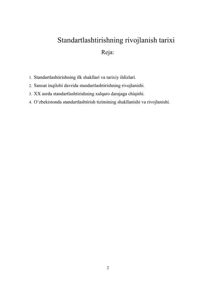 Standartlashtirishning rivojlanish tarixi 2