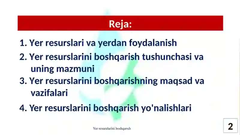 Yer resurslarini boshqarish 2