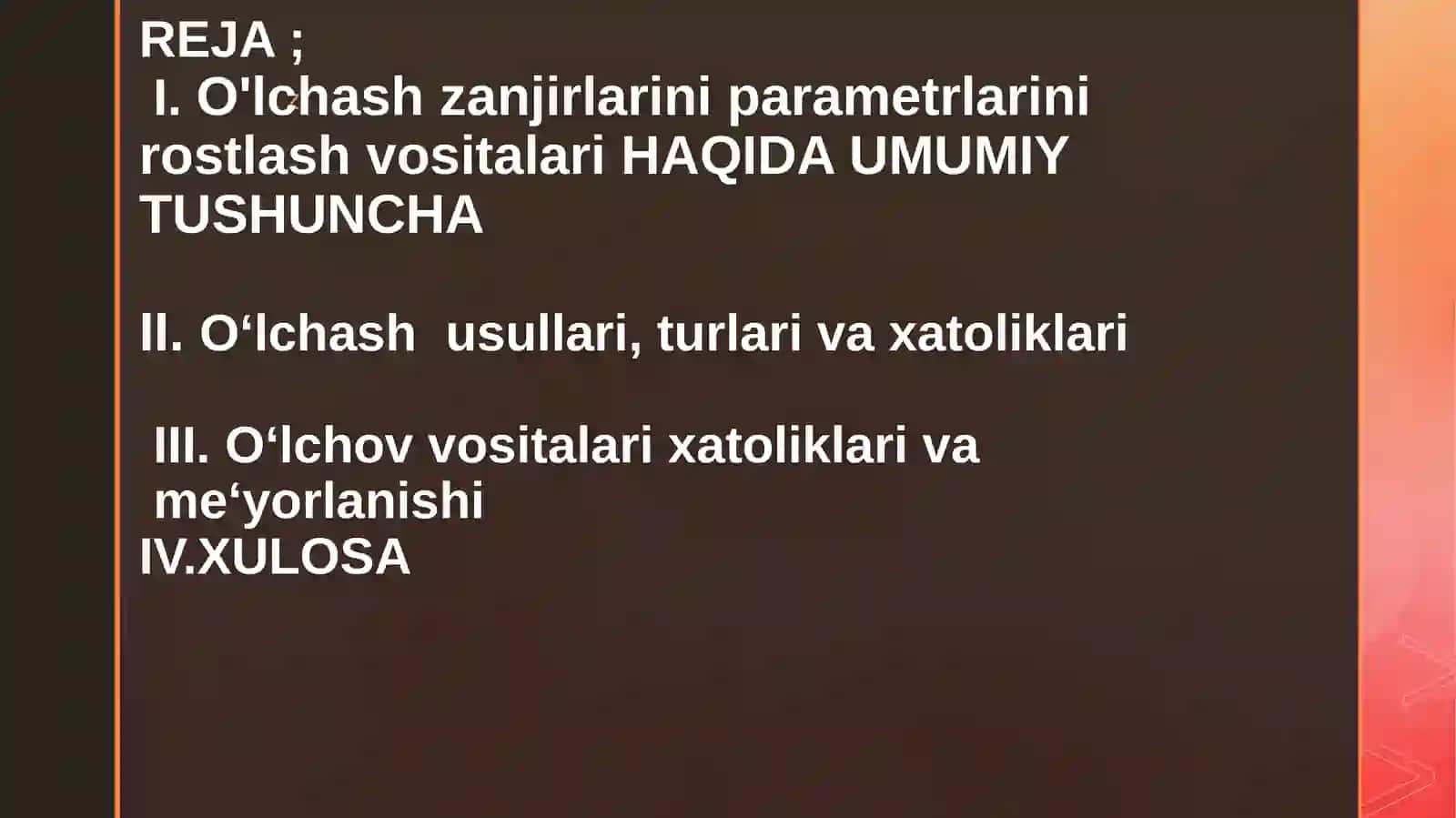O'lchash va O'lchov Vositalari 2