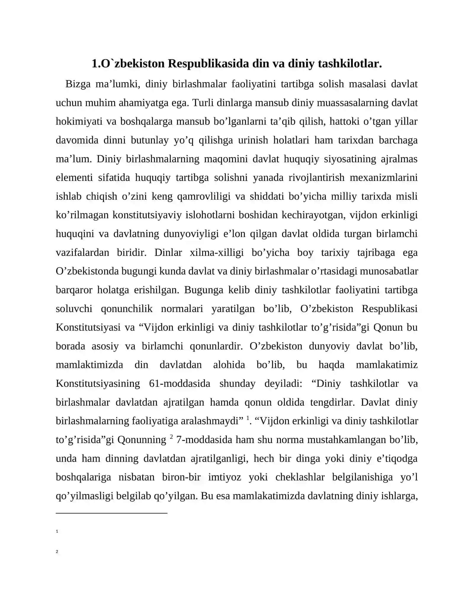 Vijdon va e’tiqod erkinligining ta’rifi 2