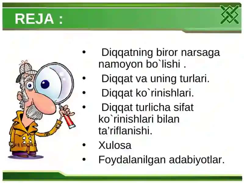 Diqqat turlari va uning xususiytlari 2