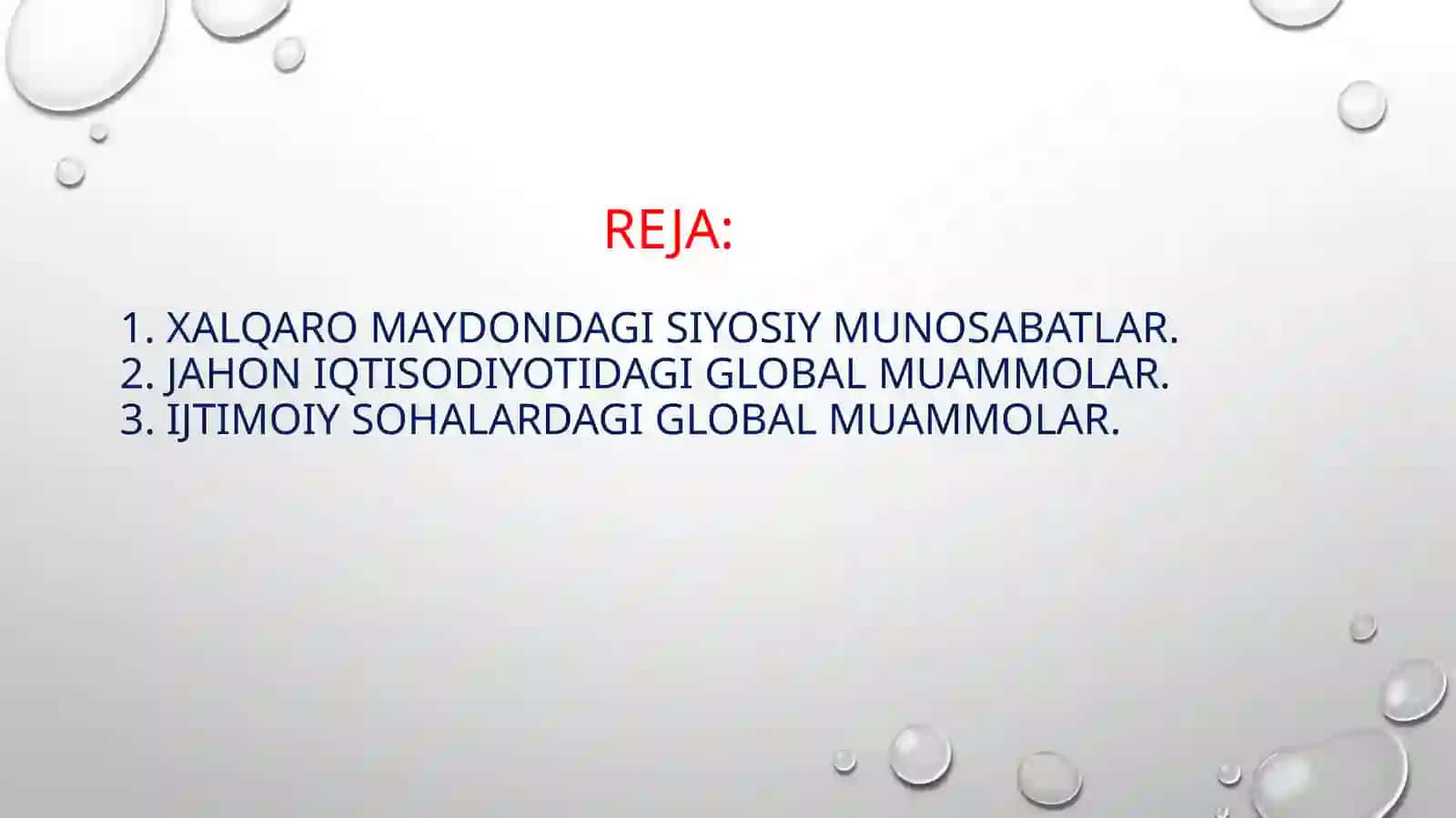 jahon siyosatining global muammolari 2