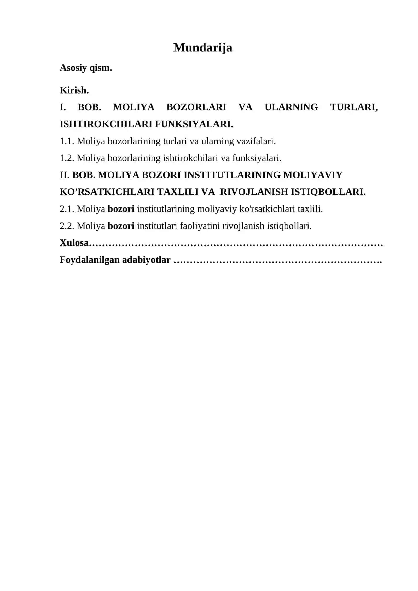 Moliya Bozori va Institutlari 2