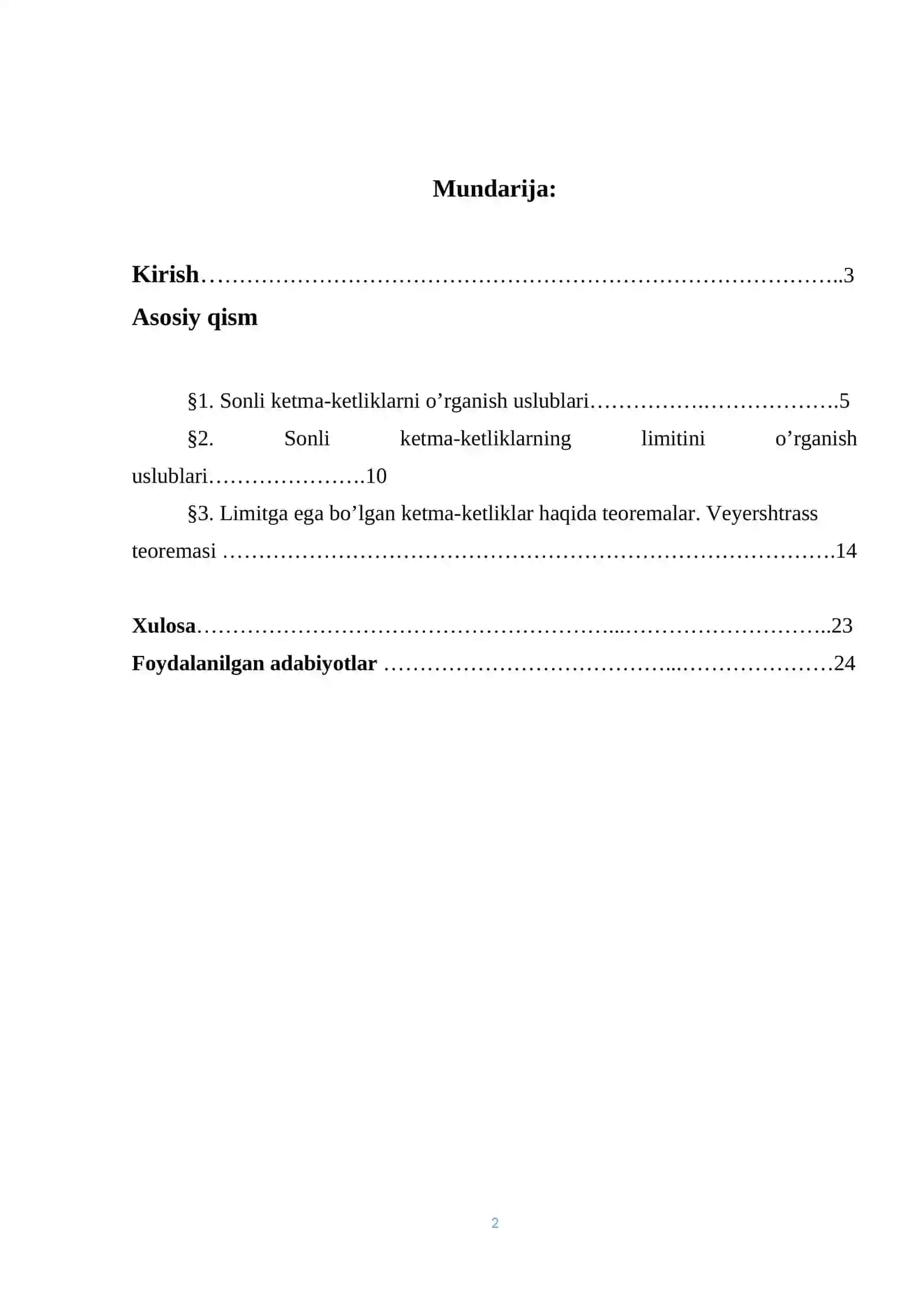 Limitlar haqida asosiy teoremalar 2
