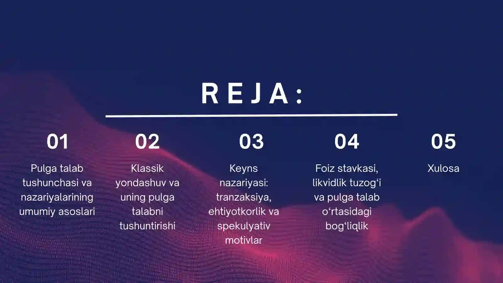 Pulga talab nazariyalari: KLASSIK, KEYNS VA PORTFEL YONDASHUVI 2