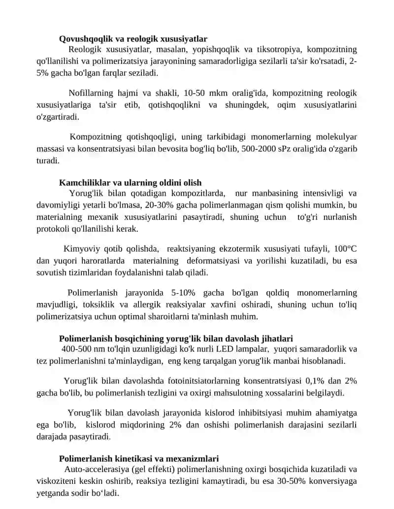 Monomerlar va oligomerlarning roli 2