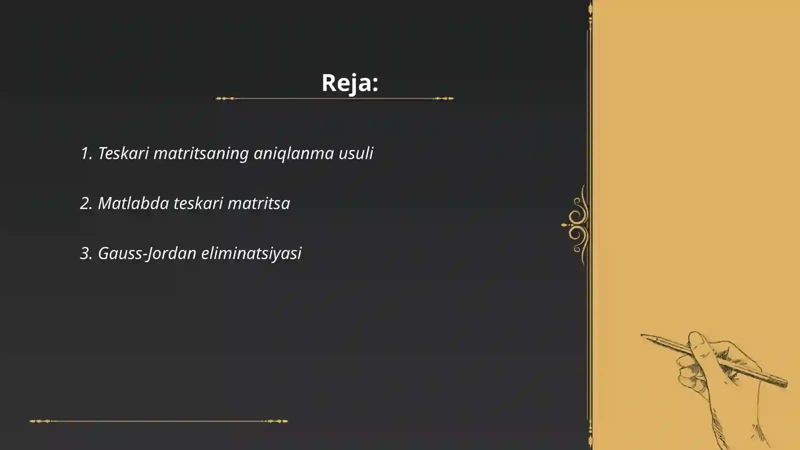 Teskari matritsani topish yo'llari 2