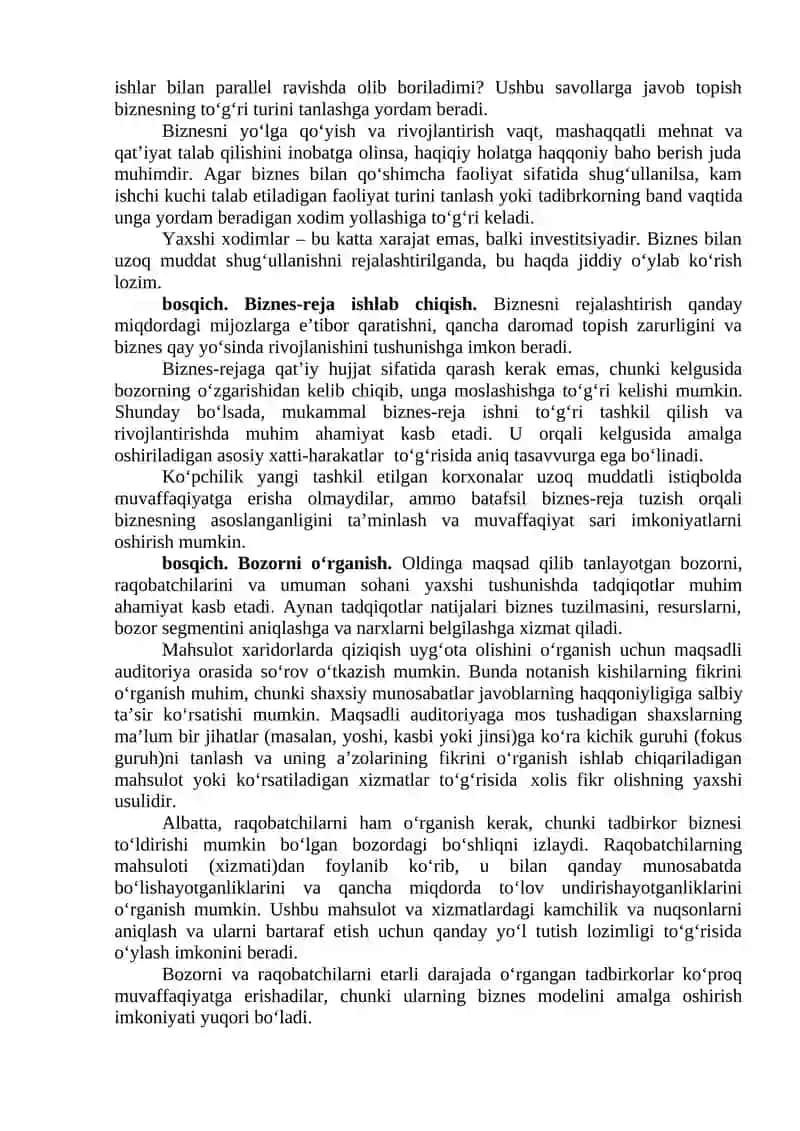 Biznes faoliyatini tashkil etish 2