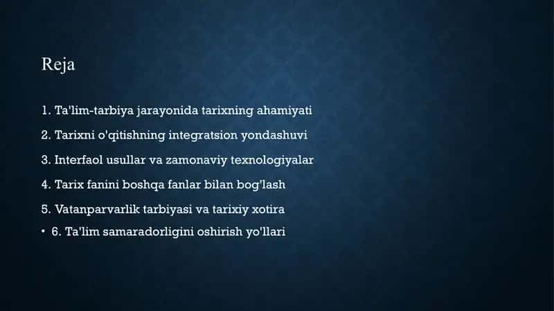 Ta'lim - tarbiya tizimida tarix o'rganishga integratsion yondashish 2