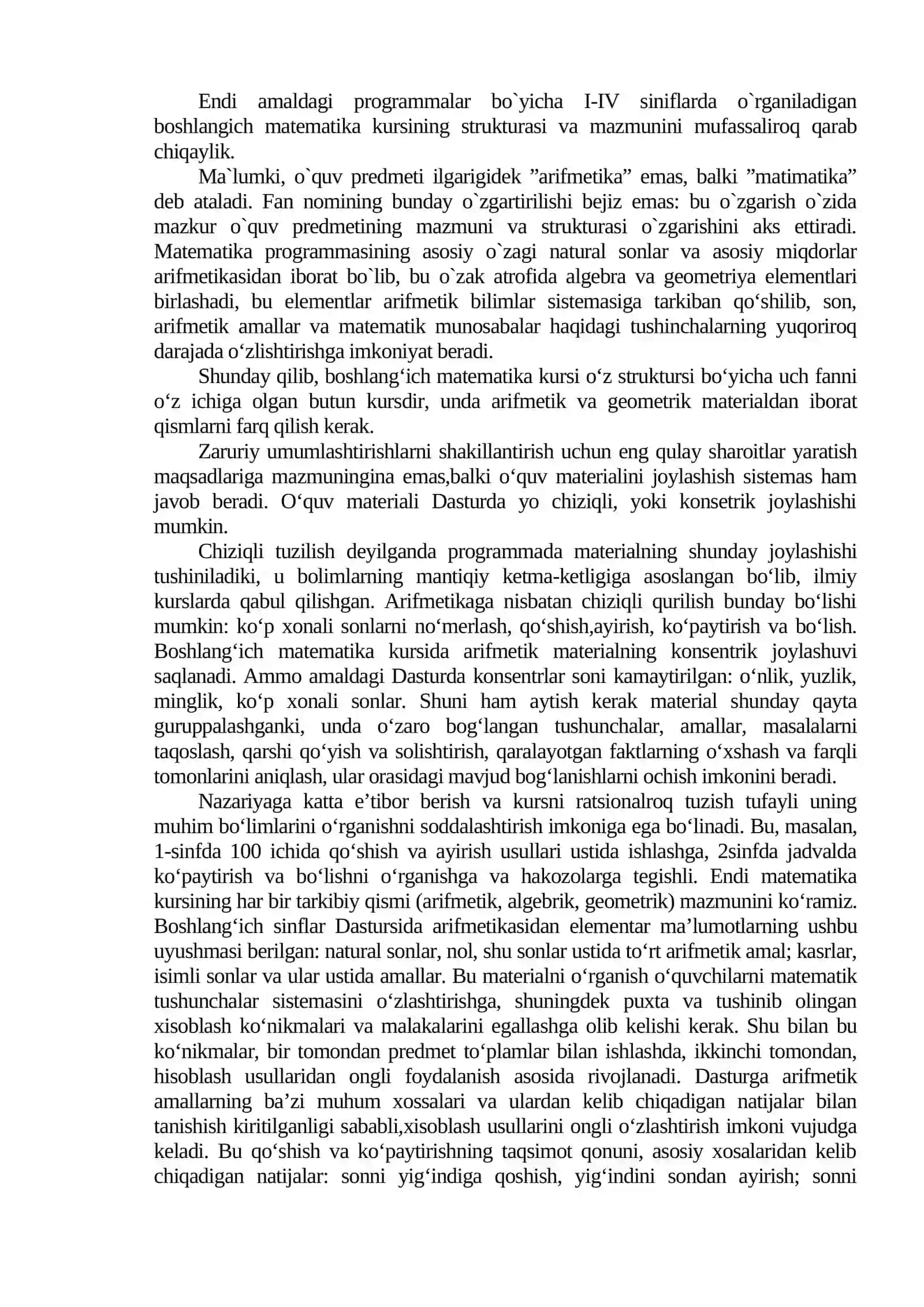 BOSHLANG‘ICH SINFLARDA MATEMATIKA KURSINING MAZMUNI VA TUZILISHI 2