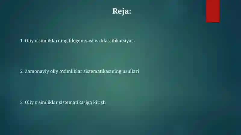 Yuksak o‘simliklar sistematikasi 2