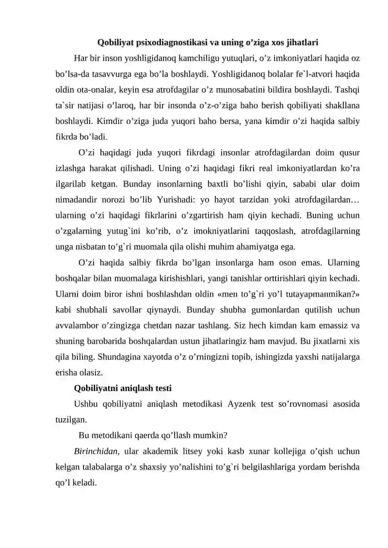 Qobiliyat psixodiagnostikasi 2