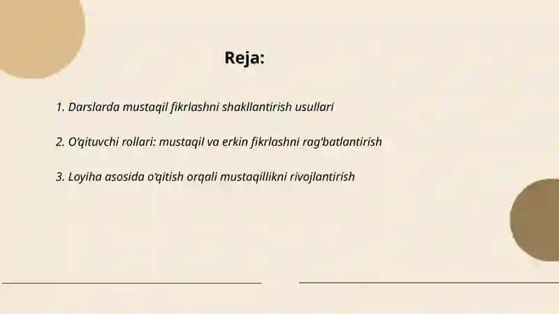 Darslarda mustaqil fikrlashni shakllantirish usullari 2