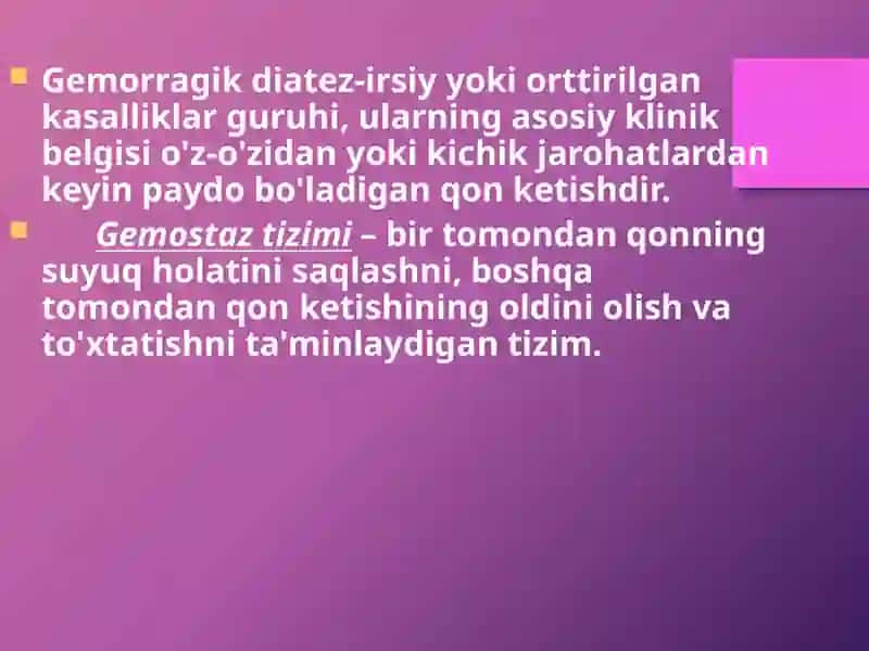 Gemorragik diatezlarning koʻrinishlari 2