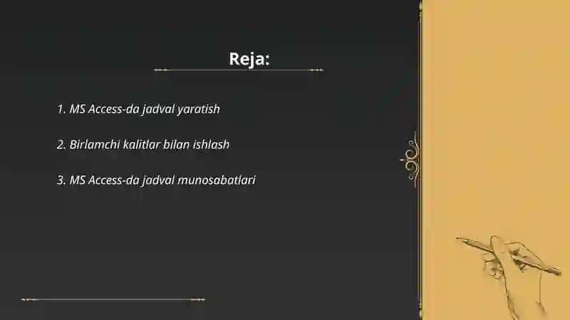 MS Access-da jadval yaratish 2