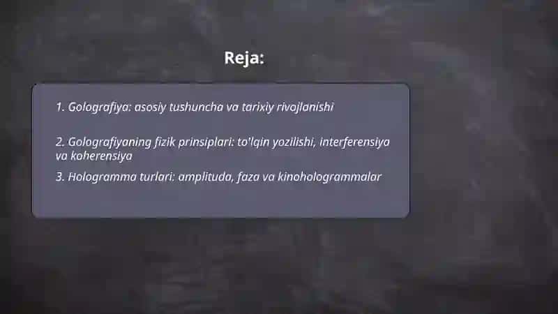 Golografiya togrisida tushuncha 2