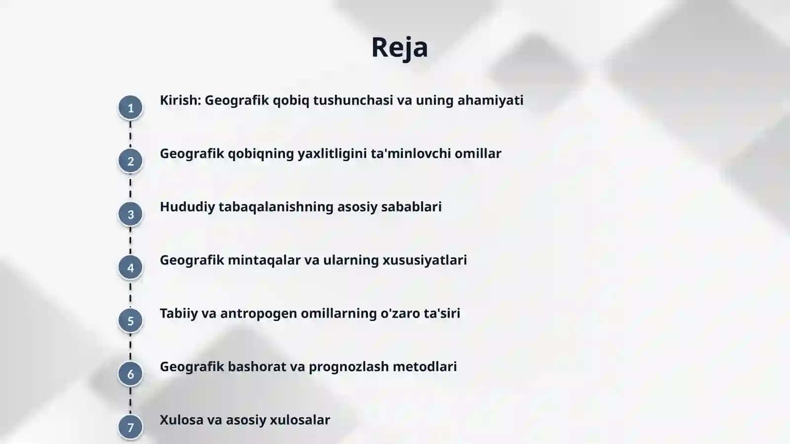 Geografik qobiqning bir butunligi vahududiy tabaqalanish sabablari 2