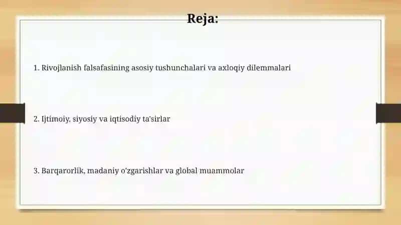 Rivojlanish falsafasi 2