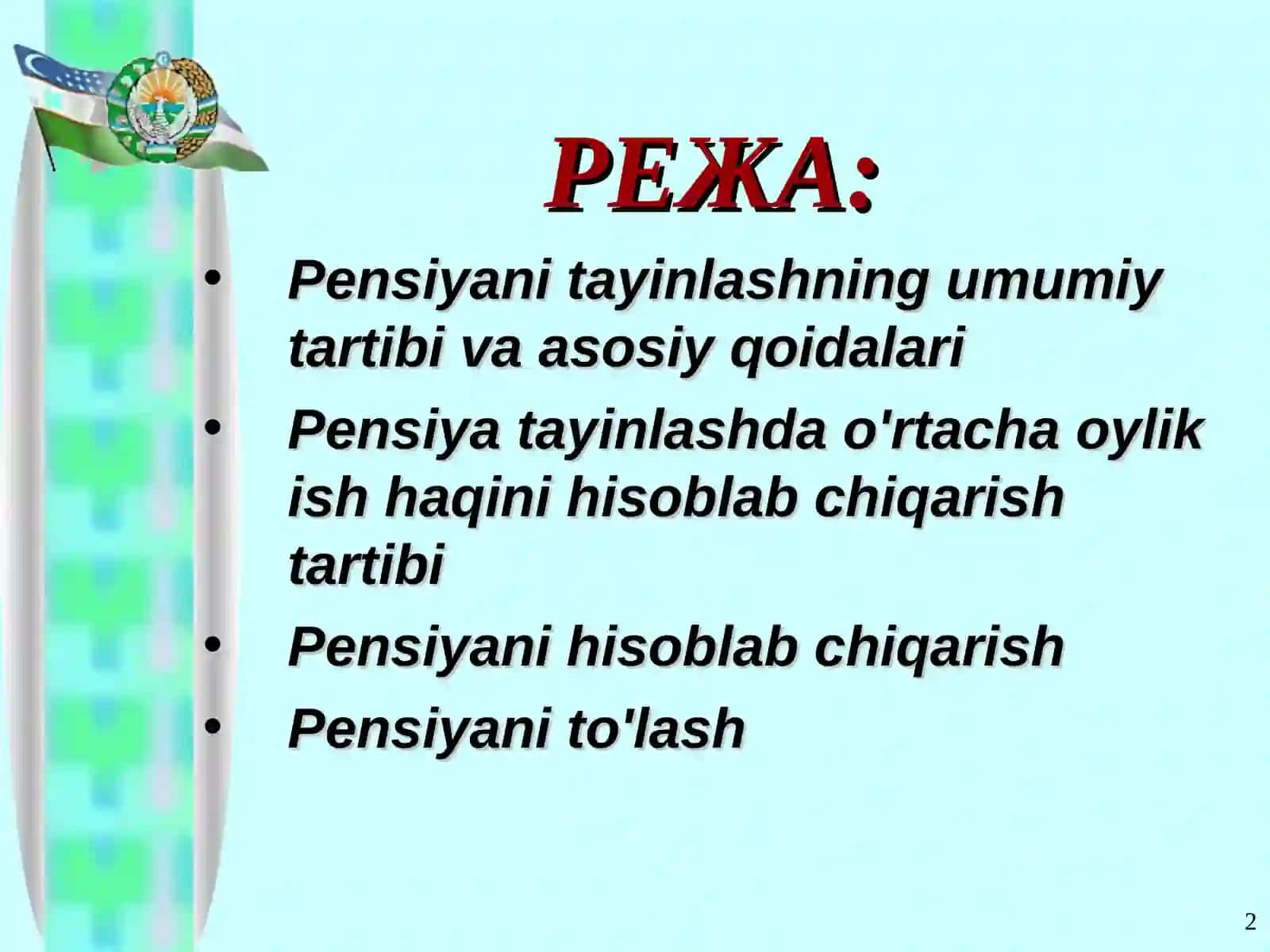 PENSIYALARNI TAYINLASH VA TO'LASH 2