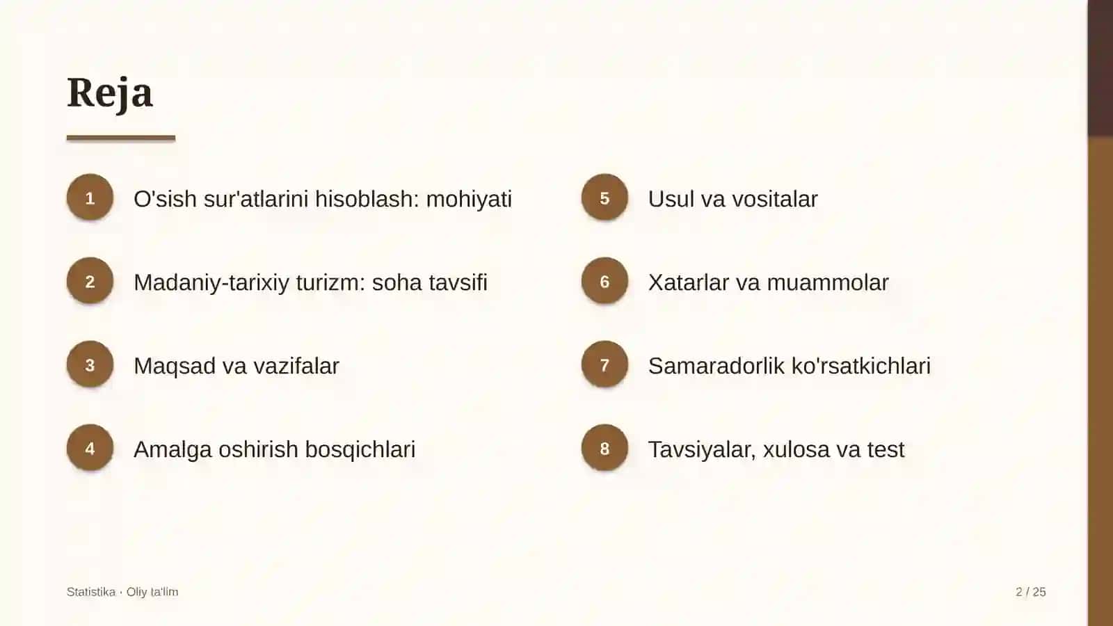 Madaniy-tarixiy turizmda o'sish sur'atlarini hisoblash 2