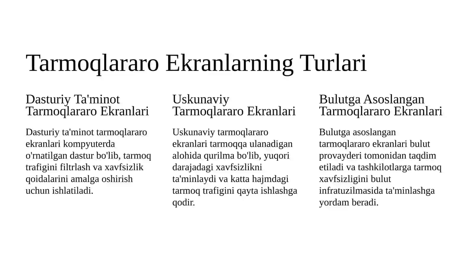 Tarmoqlararo Ekran Texnologiyasi 2