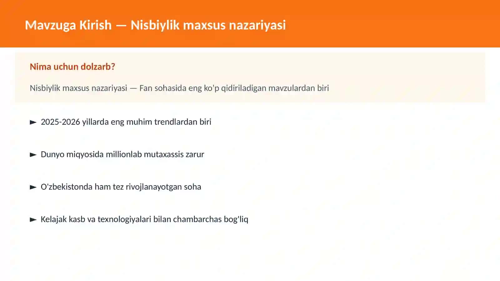Nisbiylik maxsus nazariyasi 2
