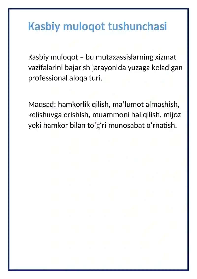 Kasbiy muloqot 2