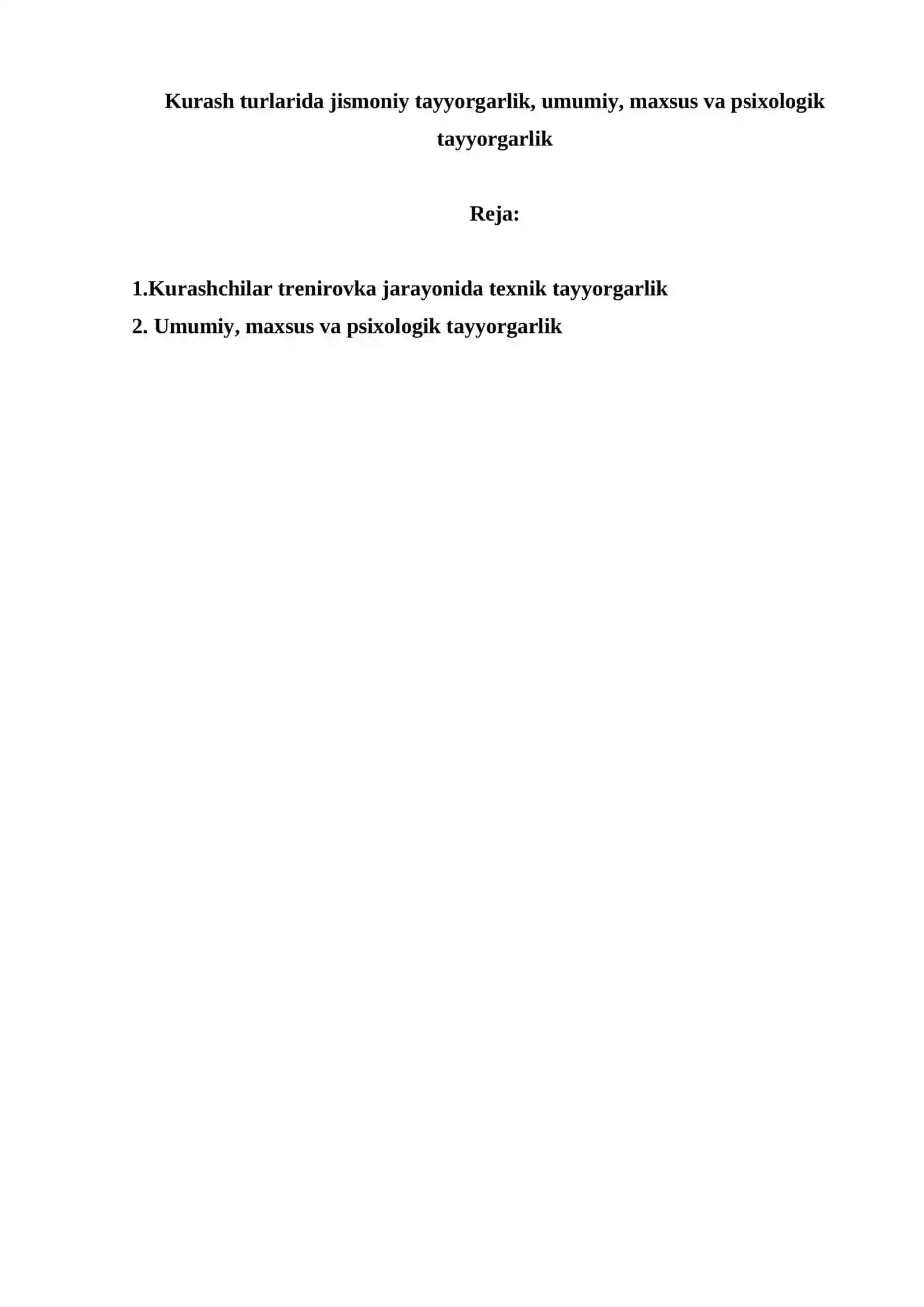 Kurash turlarida jismoniy tayyorgarlik, umumiy, maxsus va psixologik tayyorgarlik 2