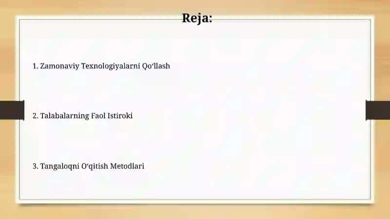Tangaloqni O‘qitish Metodlari 2
