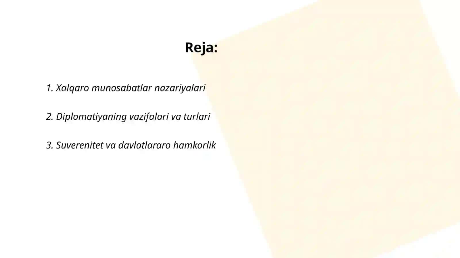 Xalqaro munosabatlar va diplomatiya tushunchalari 2