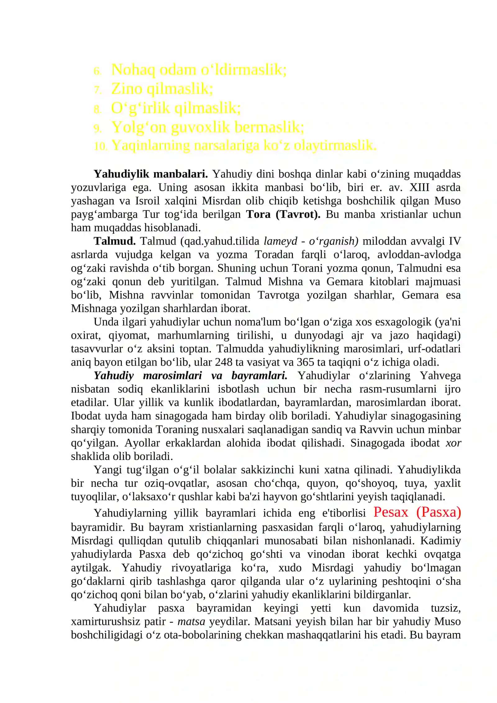 Yahudiylik dinining vujudga kelishi va ta'limoti 2