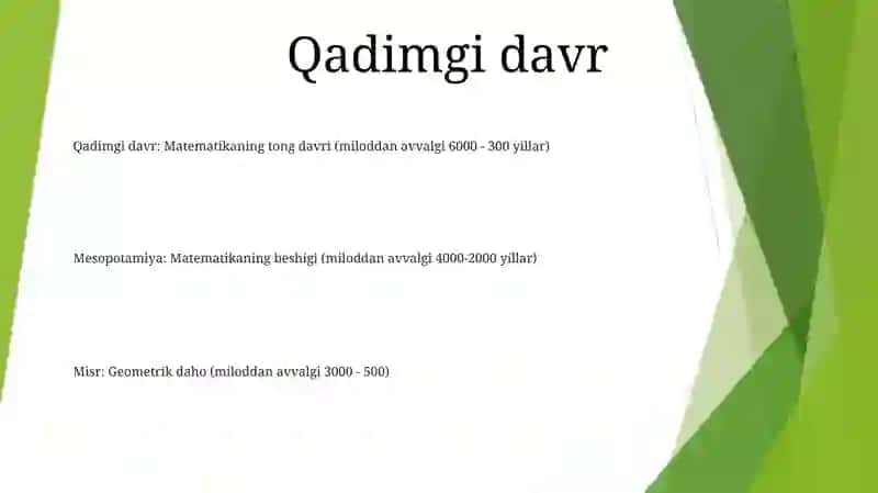 Matematikaning Rivojlanish Davri 2