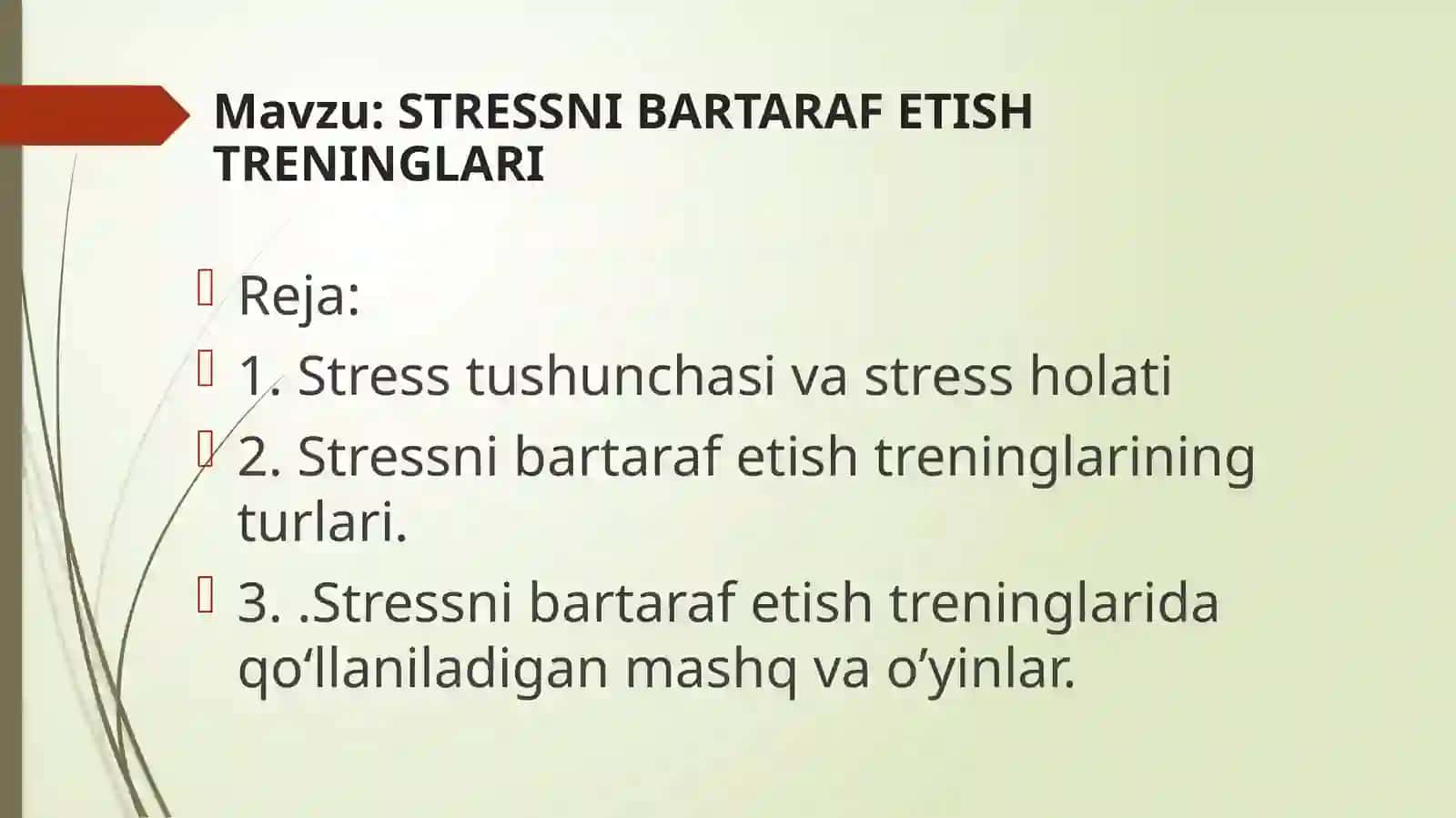 STRESSNIBARTARAF ETISH TRENINGLARI 2