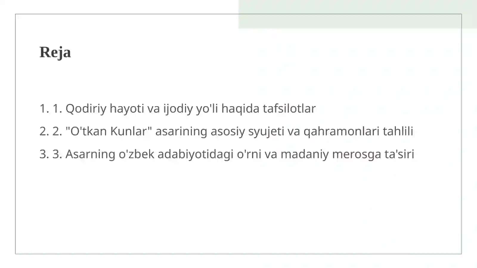 QODIRIYNING O'TKAN KUNLAR ASARI 2