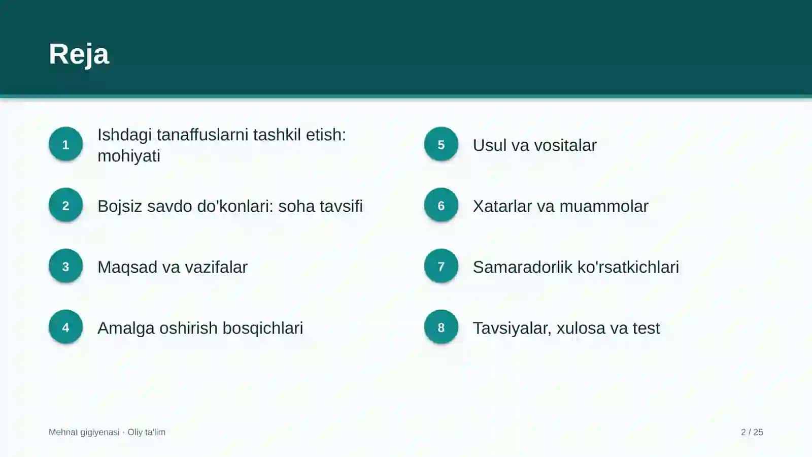 MEHNAT GIGIYENASI · OLIY TA'LIM 2