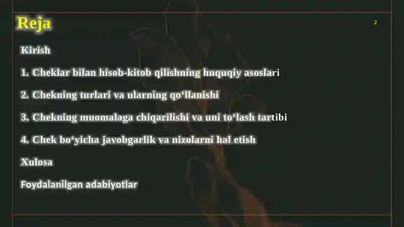 Cheklar bilan hisob-kitob qilish 2