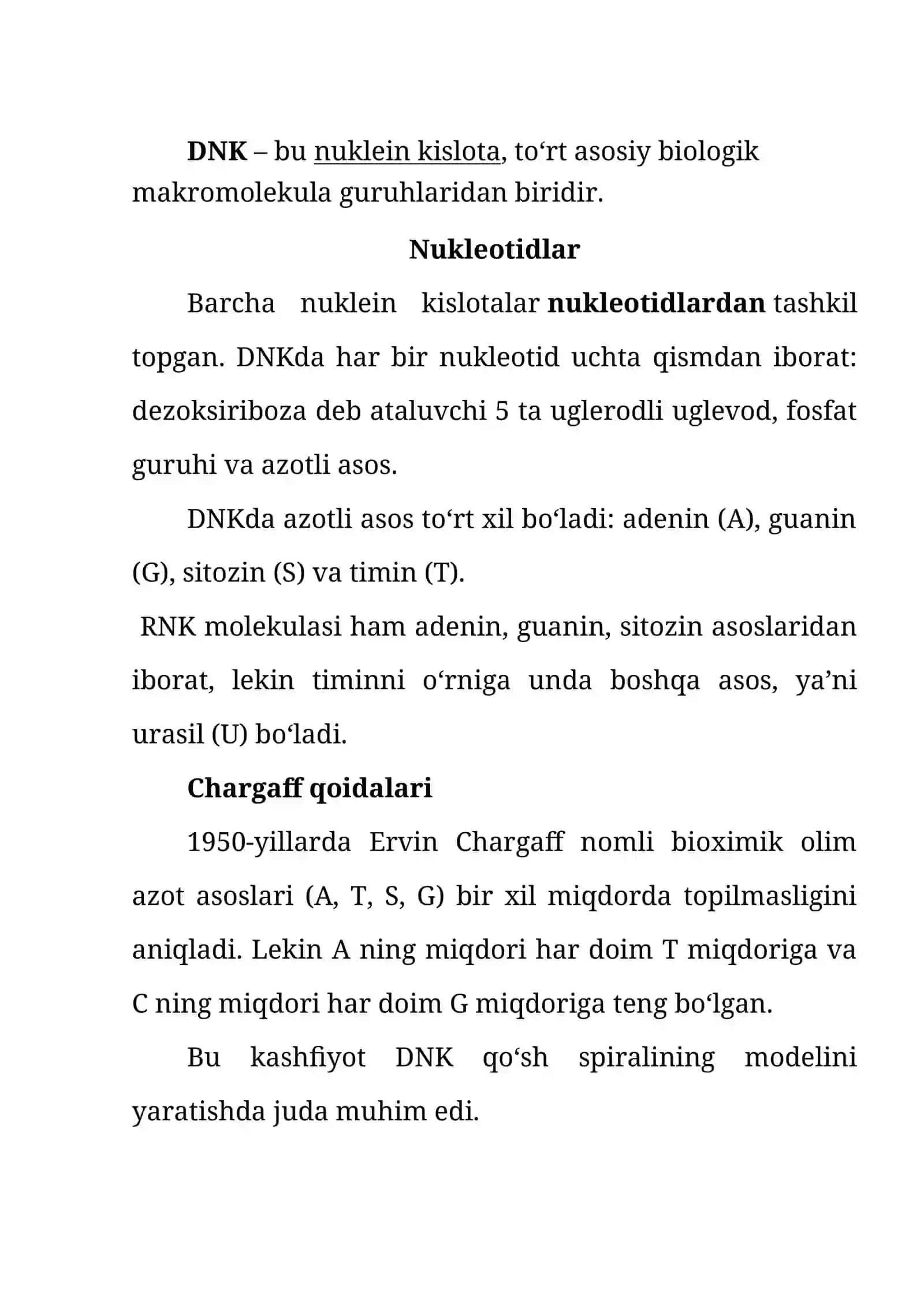 Dnk va Rnk tuzilishi 2