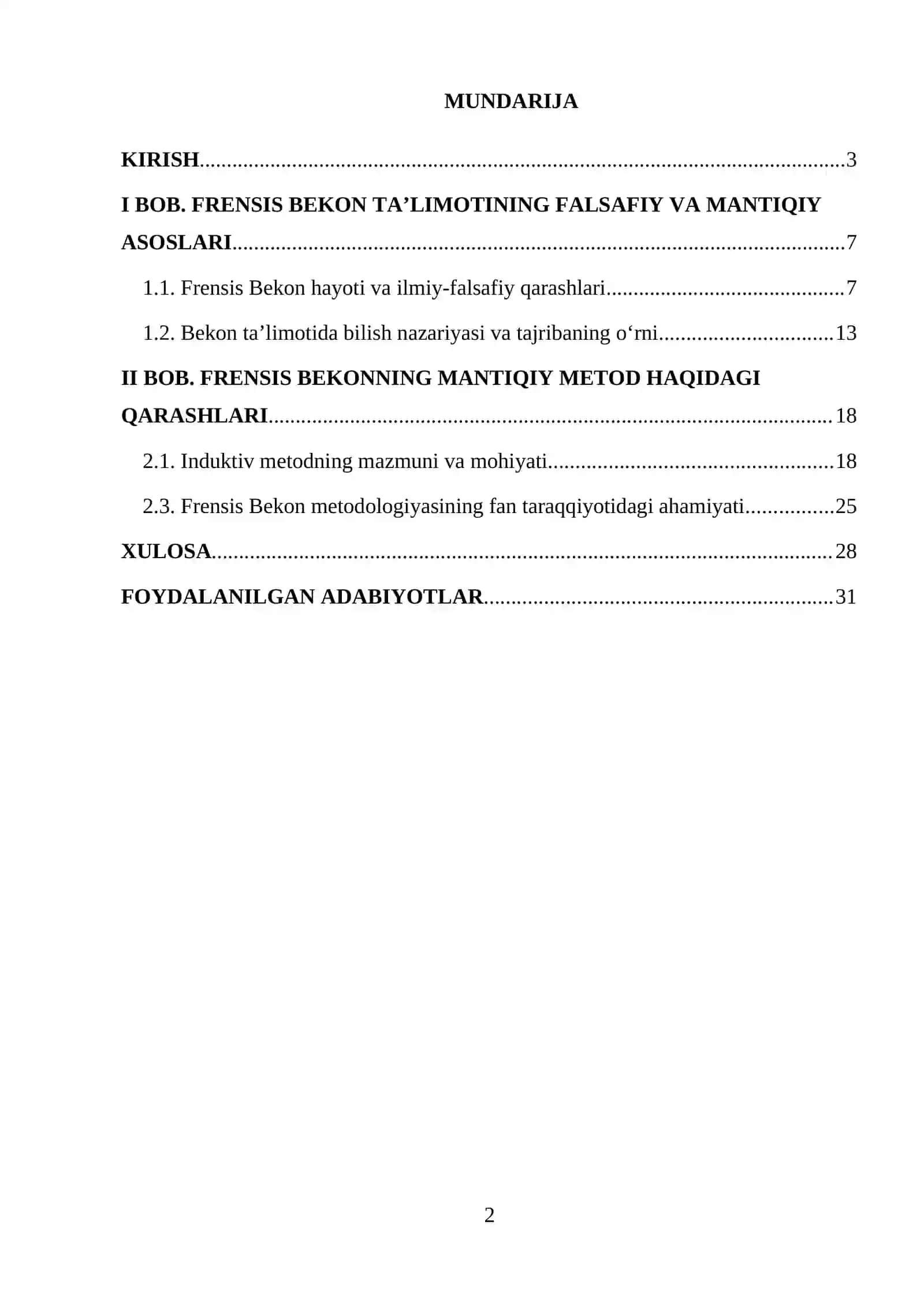 Franses Bekonning mantiqiy taʼlimotida metod masalasi 2