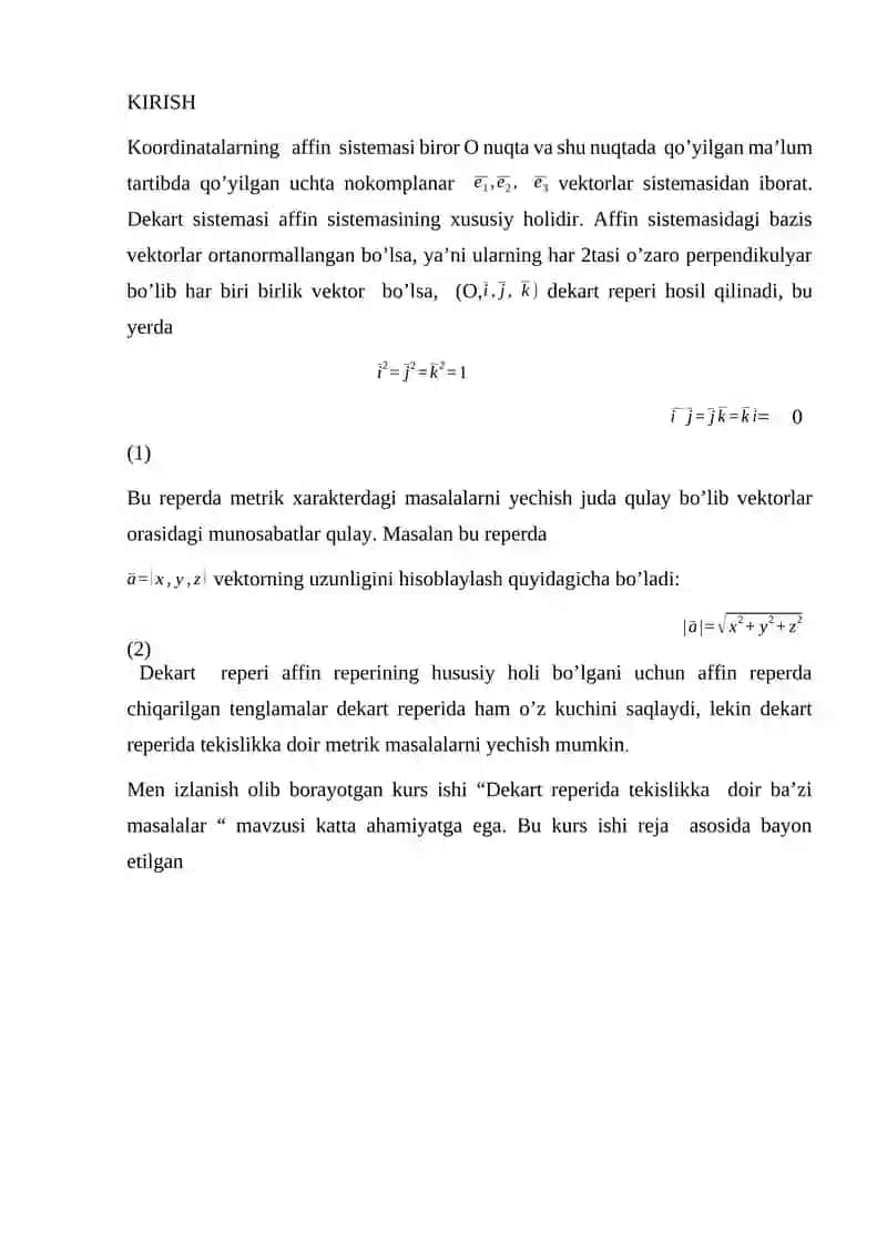 DEKART REPERIDA TEKISLIKKA DOIR BA’ZI MASALALAR 2