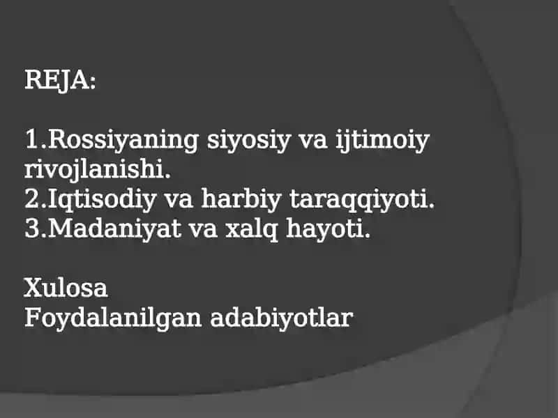 XVII asr oxiridan XIX asrning 70-yillarigacha Rossiya 2