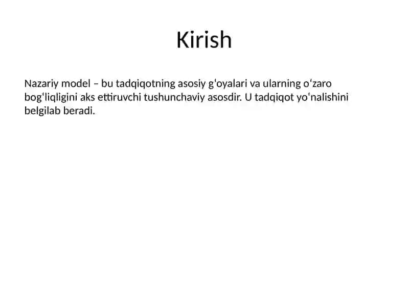 Tadqiqotning nazariy modeli 2