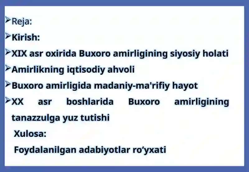 XIX asr Oxirgi - XX asr boshlarida Buxoro amirligi 2