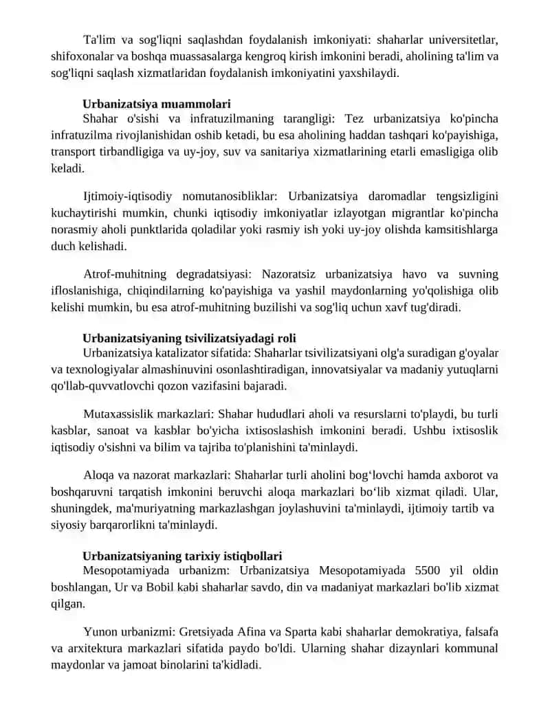 Urbanizatsiya Va Sivilizatsiya 2
