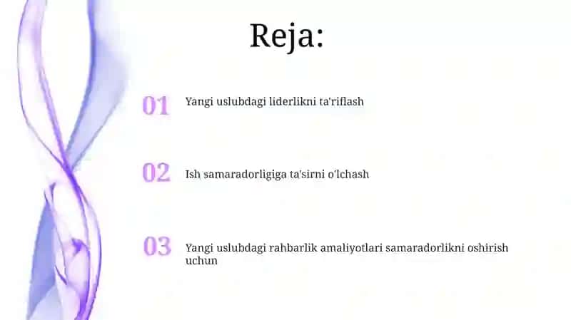 Yangi tipdagi rahbar va uning ish vaqti samaradorligi 2