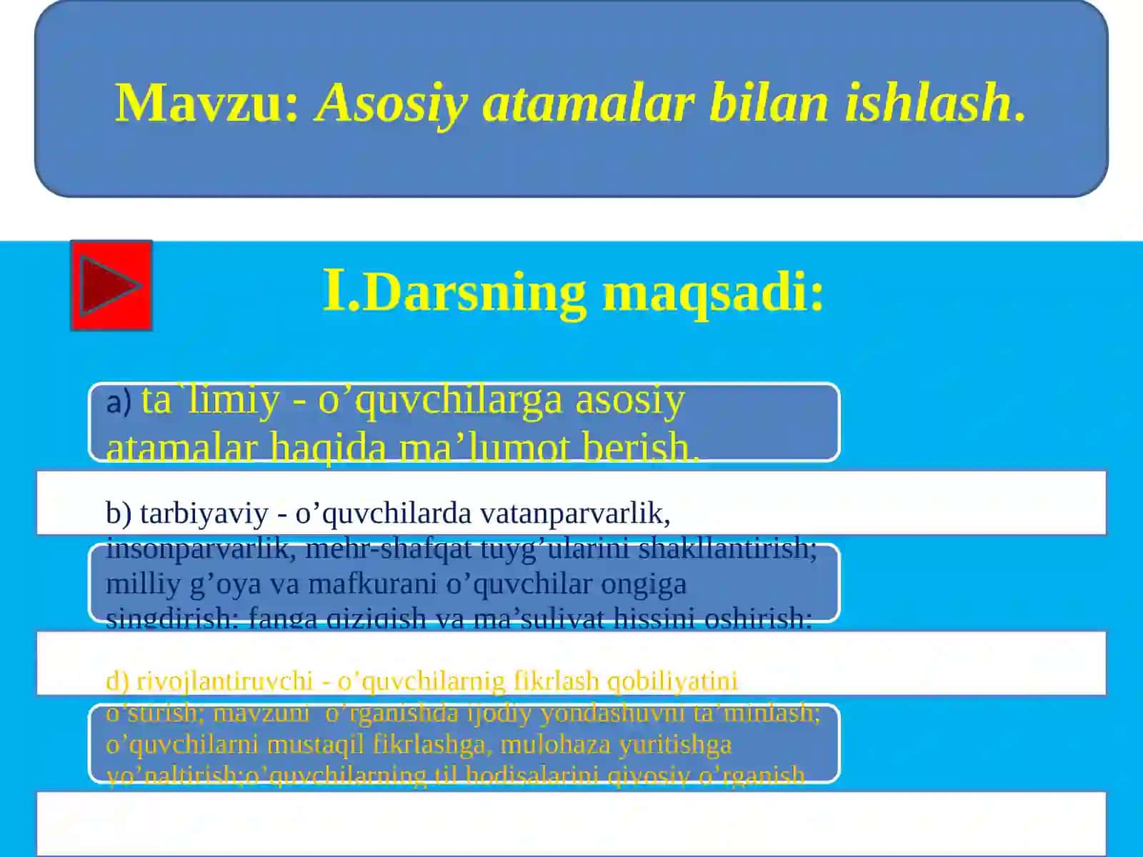 Asosiy  atamalar ustida ishlash 2