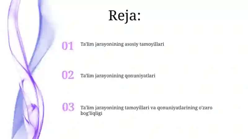 Taʼlim jarayonining tamoyillari va qonuniyatlari 2