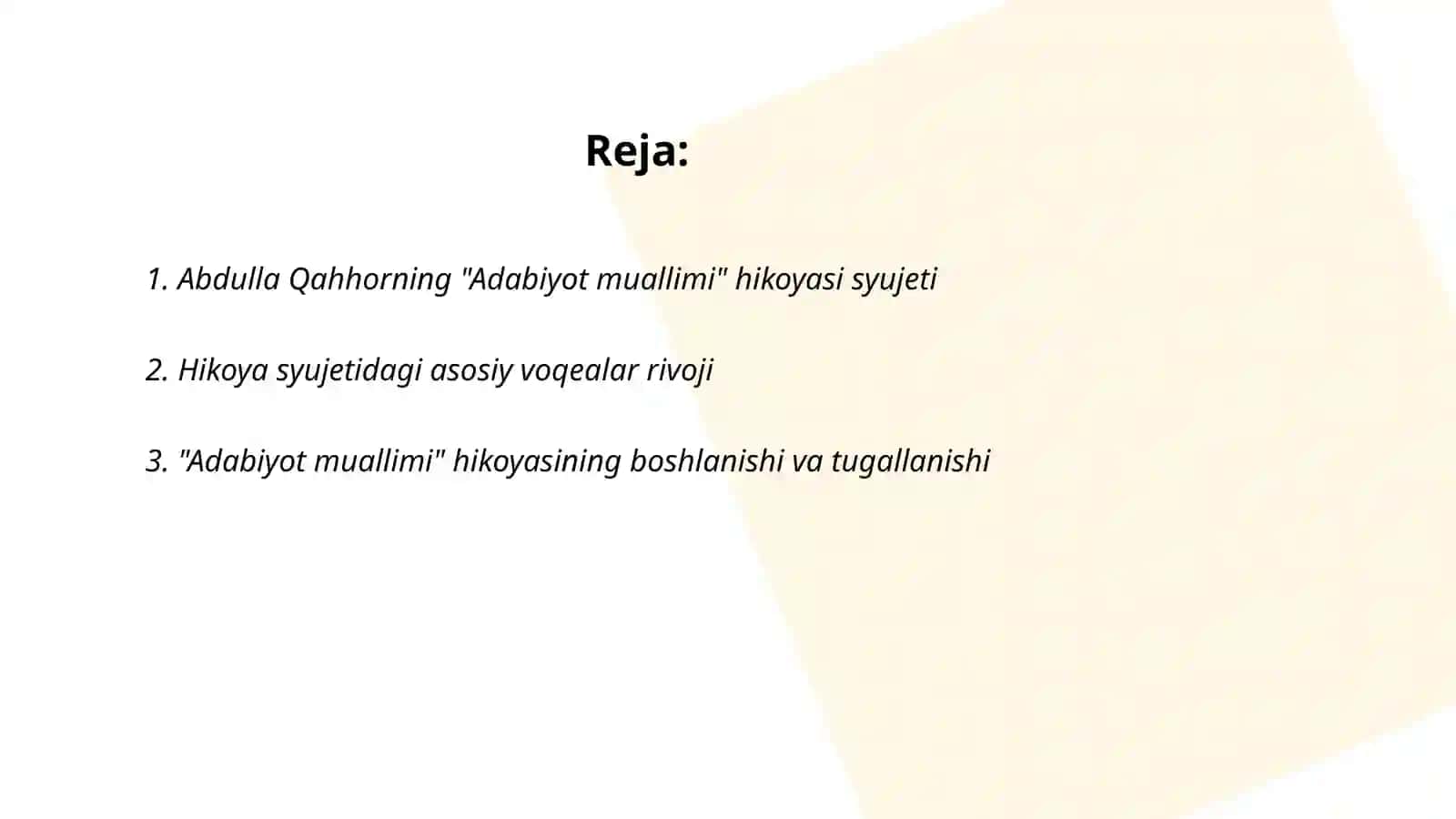 Abdulla Qahhorning "Adabiyot muallimi" hikoyasi 2
