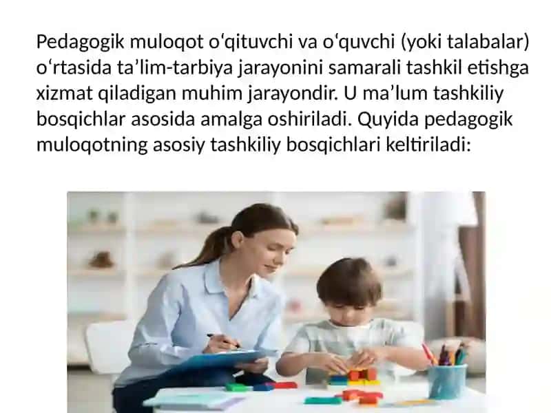 Pedagogik muloqotning tashkiliy bosqichlari 2