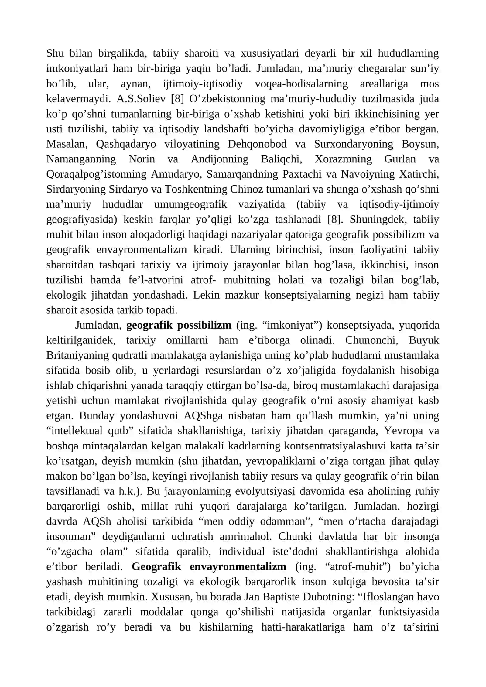 Geografik determinizm va possibilizm mashg'uloti 2